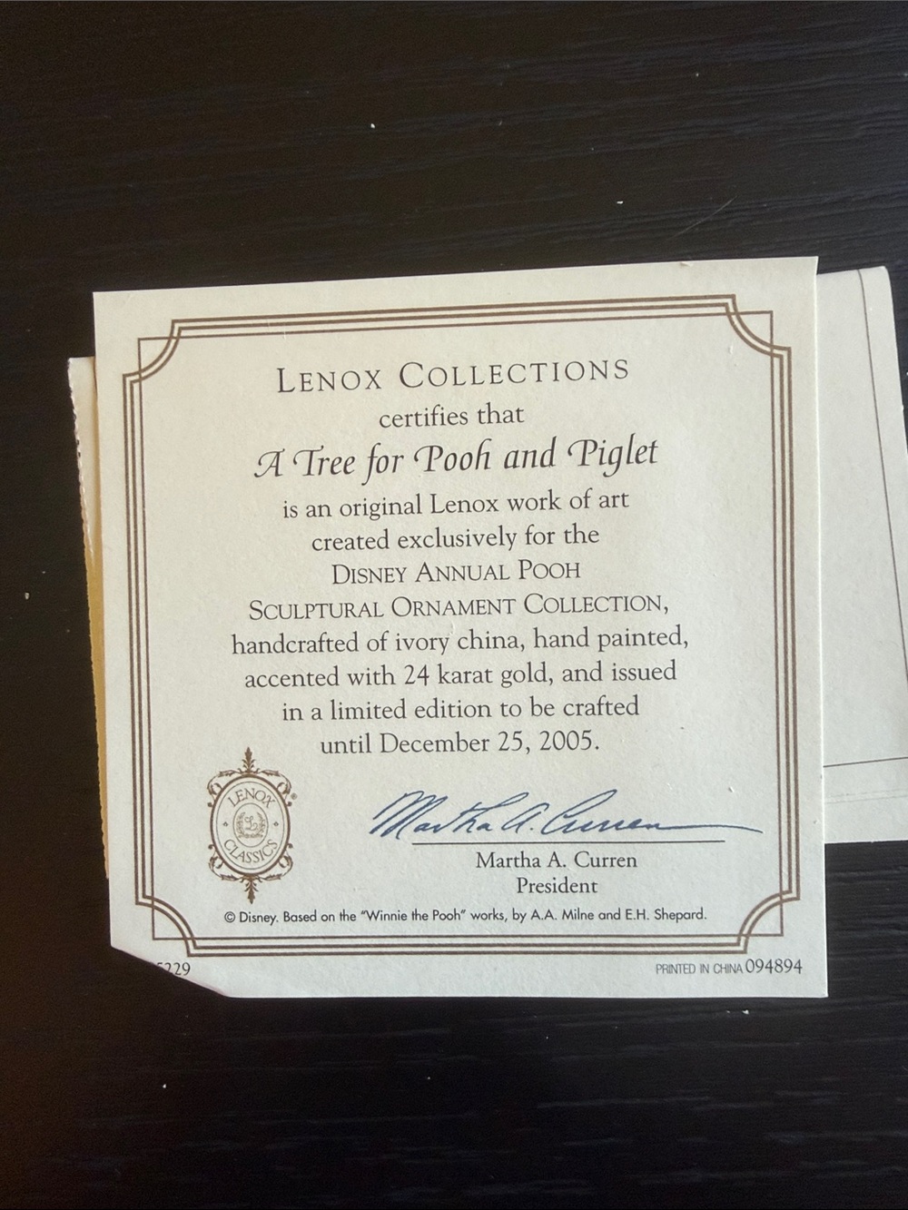 Lenox A Tree for Pooh & Piglet Ornament - Picture 8 of 8
